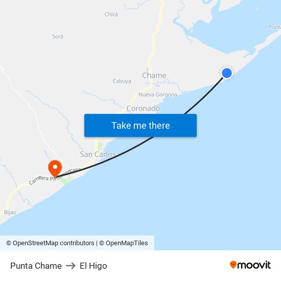 Punta Chame to El Higo map