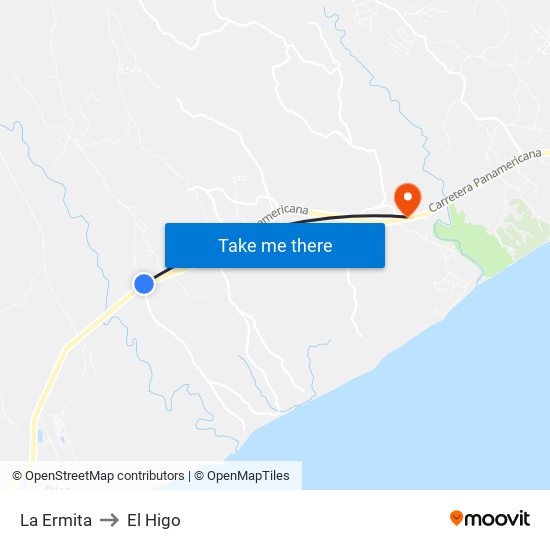 La Ermita to El Higo map