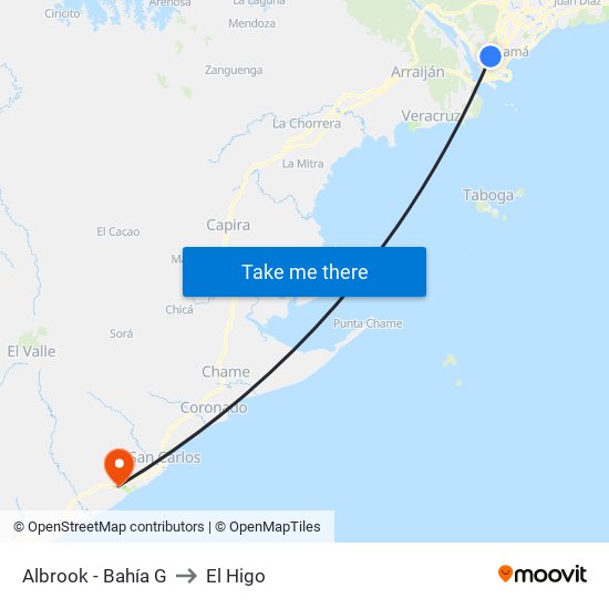 Albrook - Bahía G to El Higo map