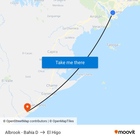 Albrook - Bahía D to El Higo map