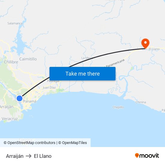 Arraiján to El Llano map