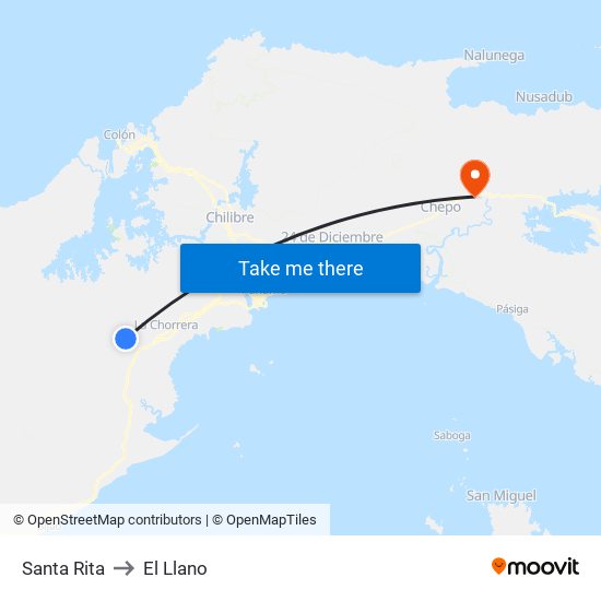 Santa Rita to El Llano map