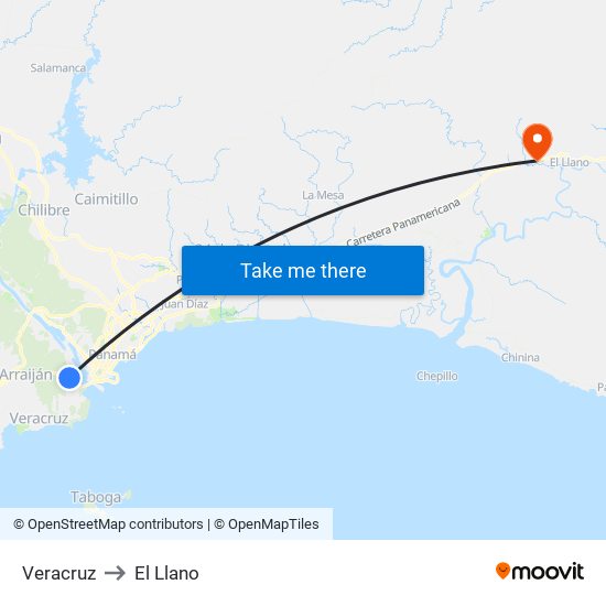 Veracruz to El Llano map