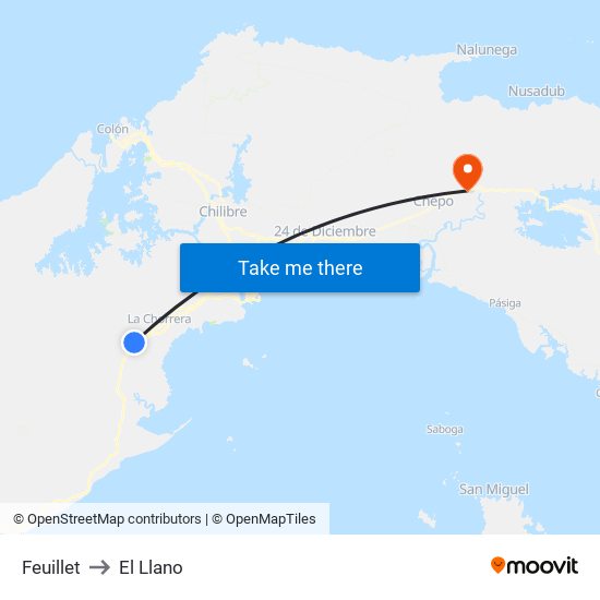 Feuillet to El Llano map