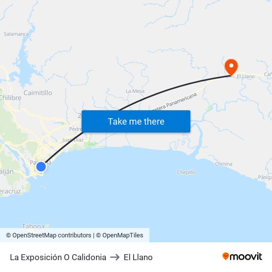 La Exposición O Calidonia to El Llano map