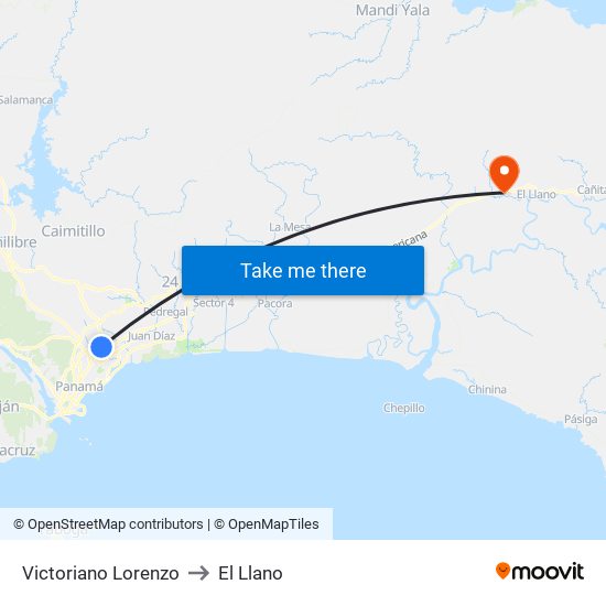 Victoriano Lorenzo to El Llano map