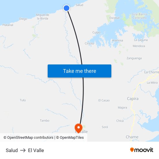 Salud to El Valle map