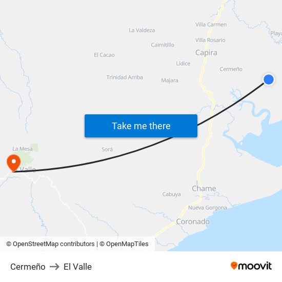 Cermeño to El Valle map