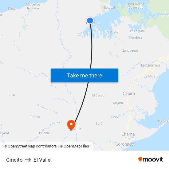 Ciricito to El Valle map