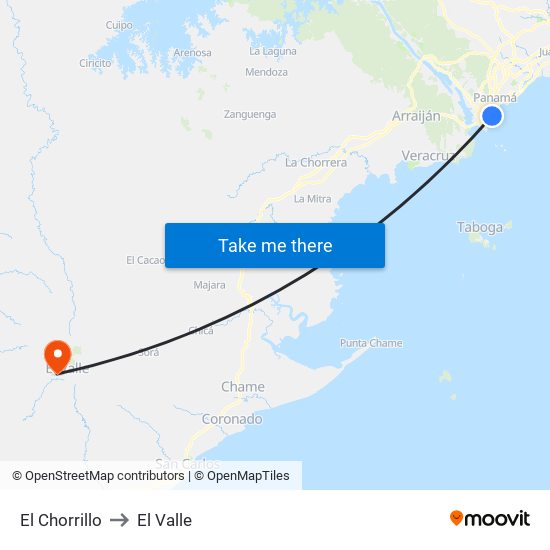El Chorrillo to El Valle map