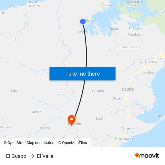 El Guabo to El Valle map