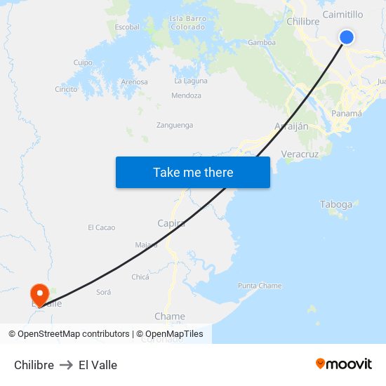 Chilibre to El Valle map