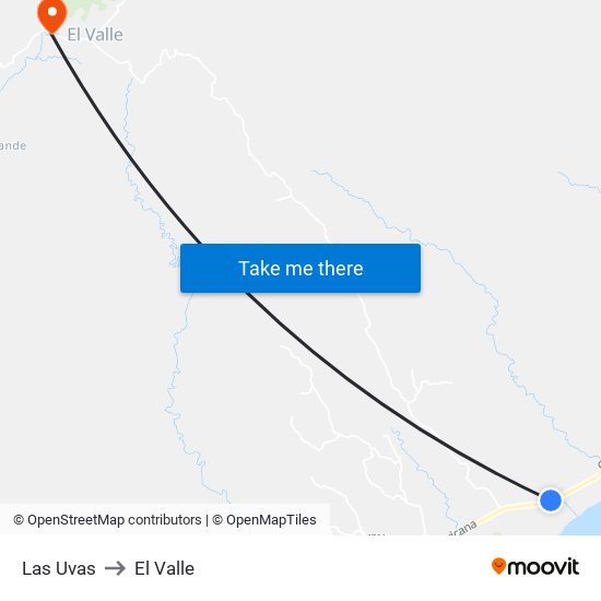 Las Uvas to El Valle map