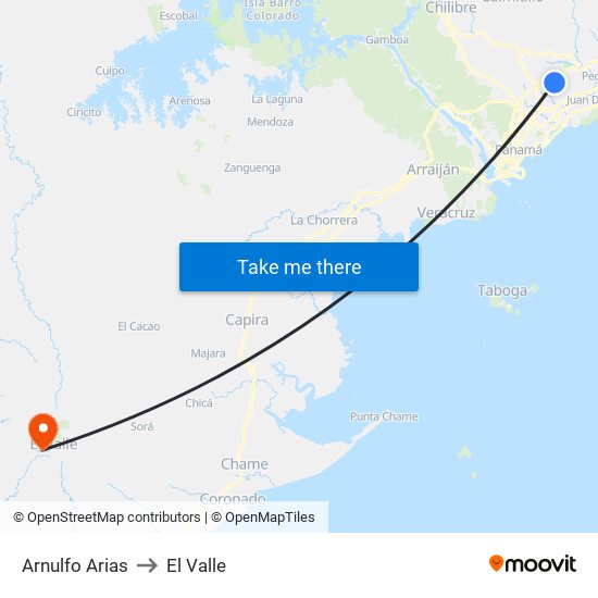 Arnulfo Arias to El Valle map