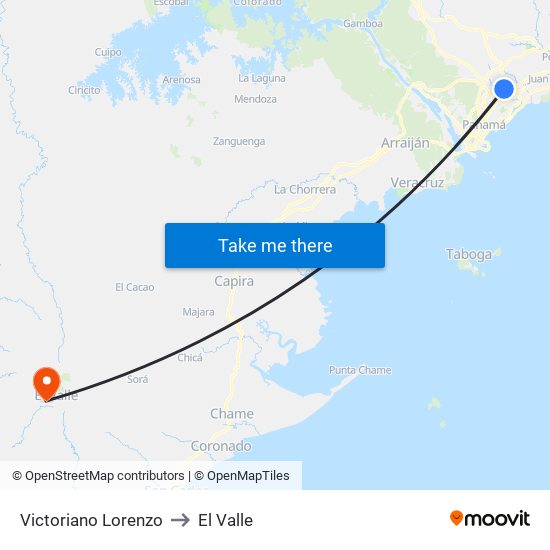 Victoriano Lorenzo to El Valle map