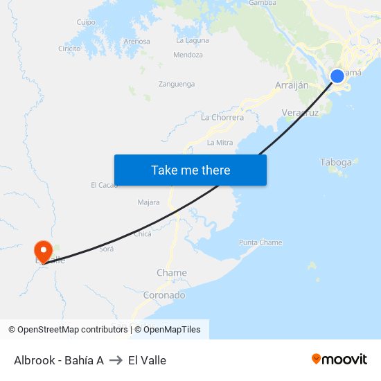 Albrook - Bahía A to El Valle map