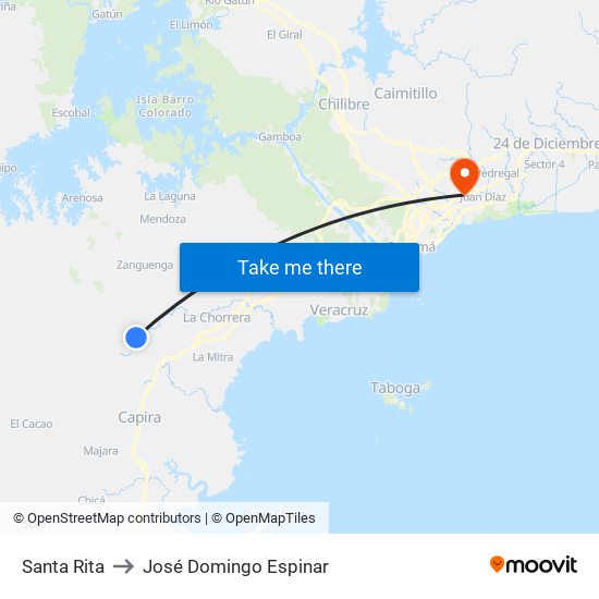 Santa Rita to José Domingo Espinar map