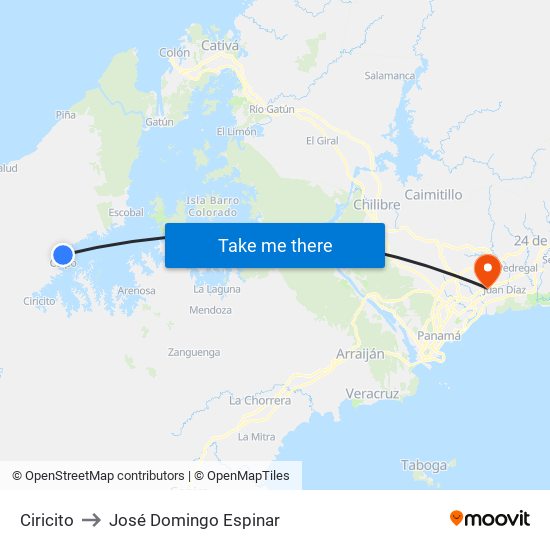 Ciricito to José Domingo Espinar map