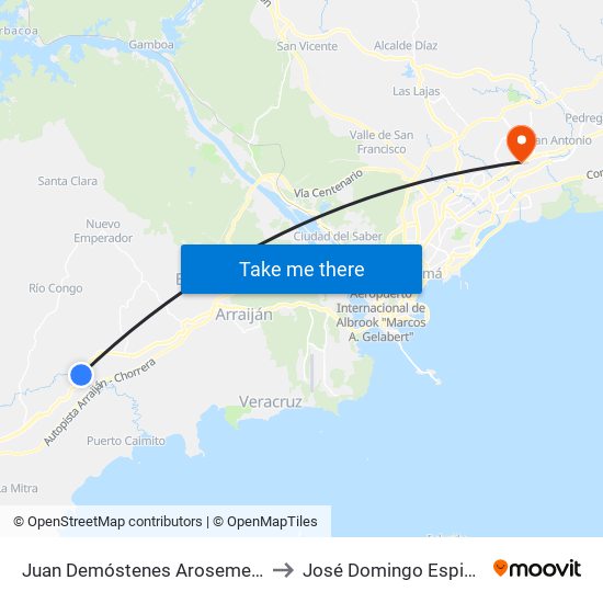 Juan Demóstenes Arosemena to José Domingo Espinar map