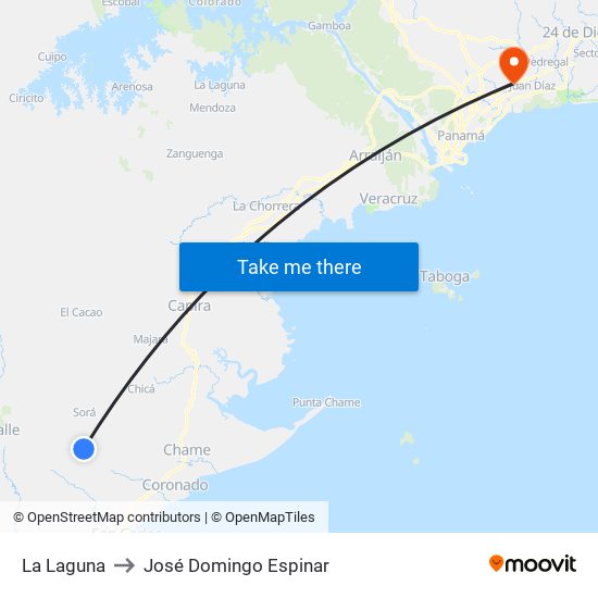 La Laguna to José Domingo Espinar map