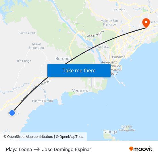 Playa Leona to José Domingo Espinar map