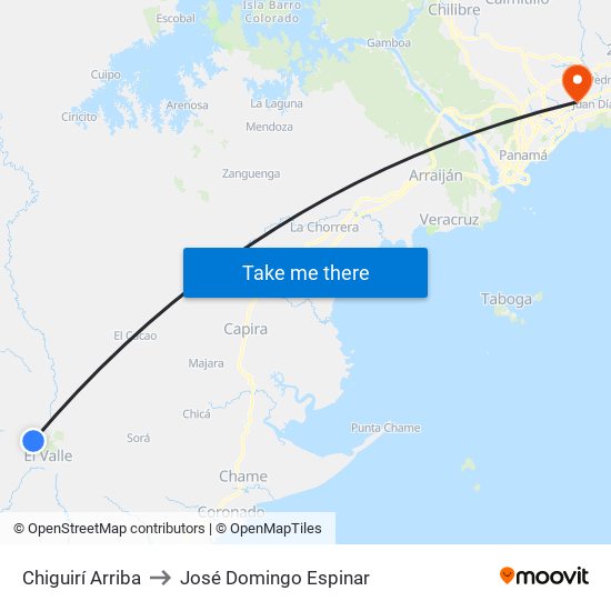 Chiguirí Arriba to José Domingo Espinar map