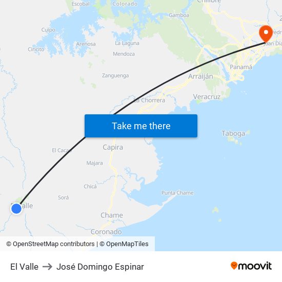 El Valle to José Domingo Espinar map