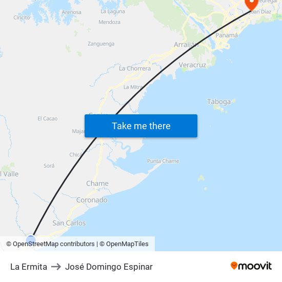 La Ermita to José Domingo Espinar map