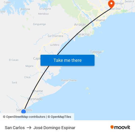 San Carlos to José Domingo Espinar map