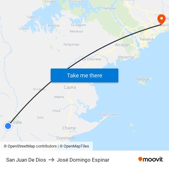 San Juan De Dios to José Domingo Espinar map