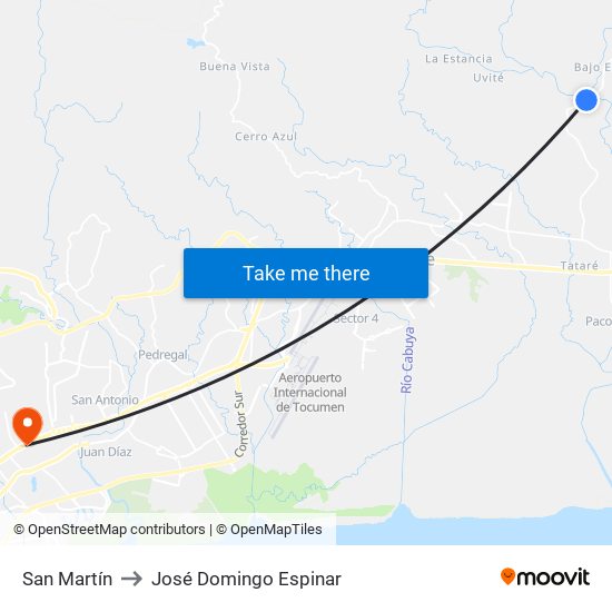 San Martín to José Domingo Espinar map