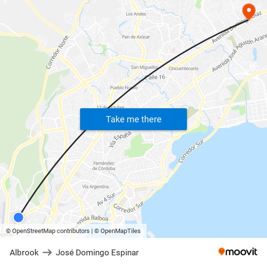 Albrook to José Domingo Espinar map