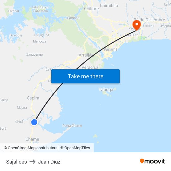 Sajalices to Juan Díaz map