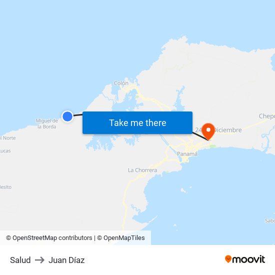 Salud to Juan Díaz map