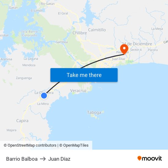 Barrio Balboa to Juan Díaz map