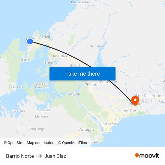 Barrio Norte to Juan Díaz map