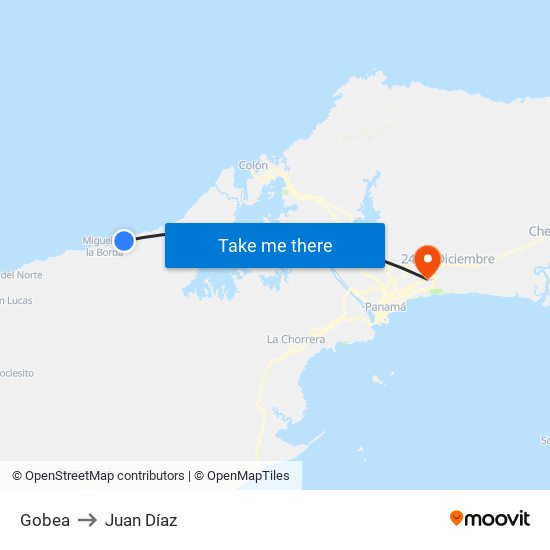 Gobea to Juan Díaz map