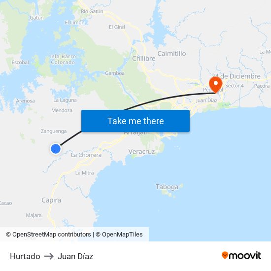 Hurtado to Juan Díaz map