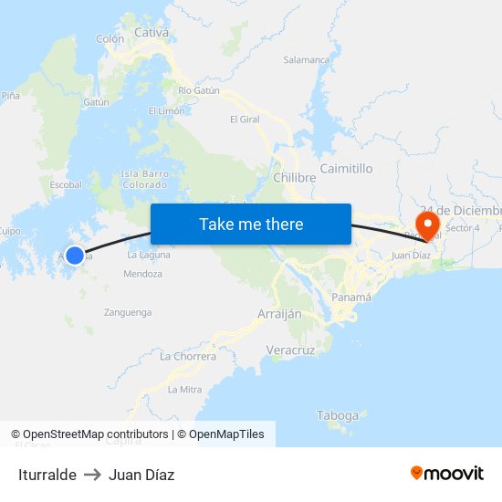 Iturralde to Juan Díaz map