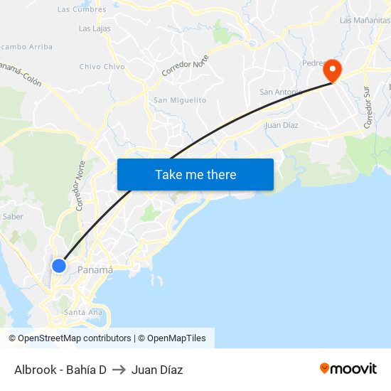 Albrook - Bahía D to Juan Díaz map