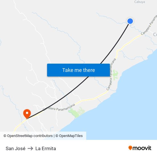 San José to La Ermita map