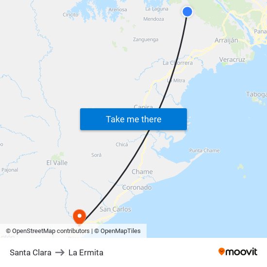 Santa Clara to La Ermita map