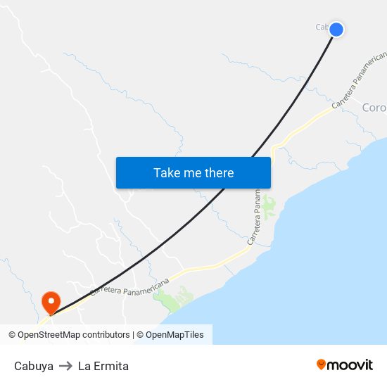 Cabuya to La Ermita map