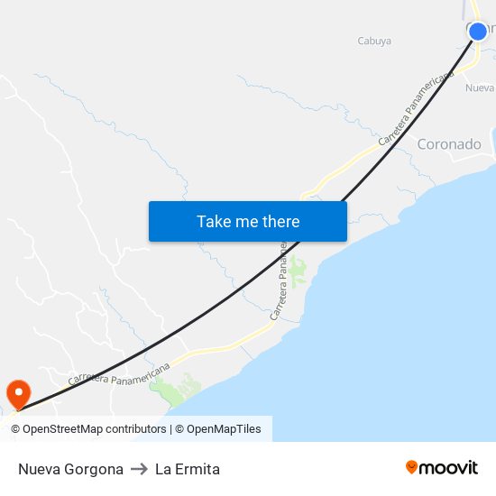 Nueva Gorgona to La Ermita map