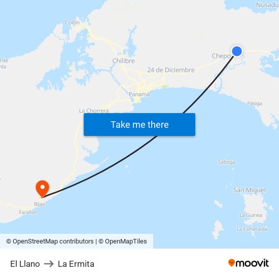 El Llano to La Ermita map