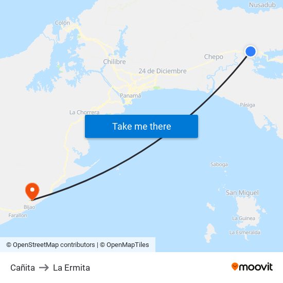 Cañita to La Ermita map