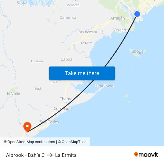 Albrook - Bahía C to La Ermita map