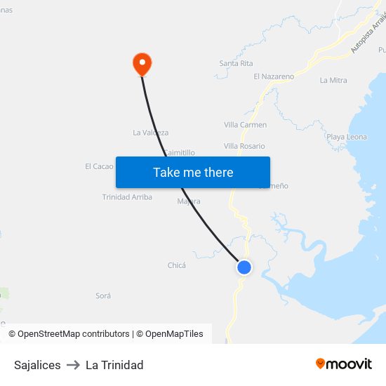 Sajalices to La Trinidad map