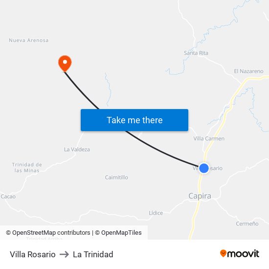 Villa Rosario to La Trinidad map