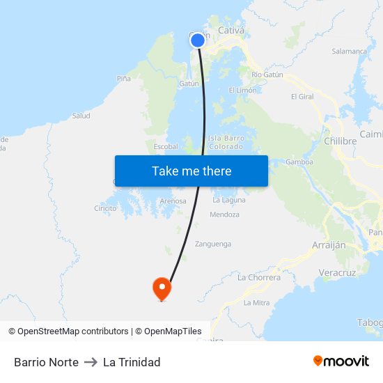 Barrio Norte to La Trinidad map